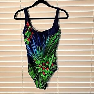 Gottex One Piece Swimsuit Tropical Design Size 12